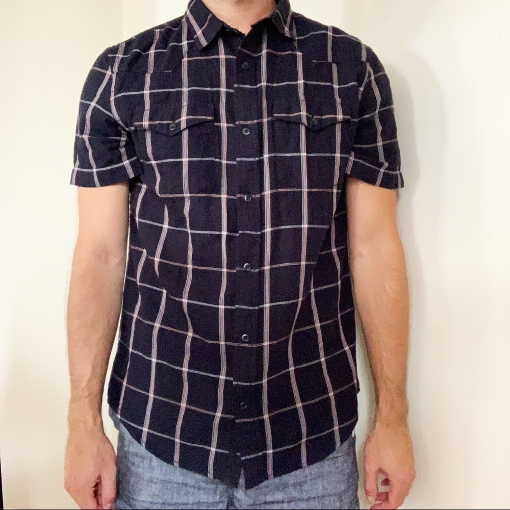 Treasure & Bond Slim Fit Spaced Plaid Button Shirt Men’s Medium NWOT